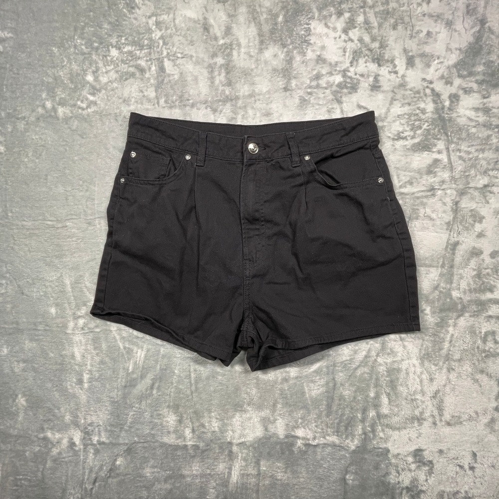 H&M Divided Denim Shorts Women Size 18 Black High Waisted Cotton 5-Pocket